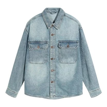 Spring Fall New Men's Washed Vintage Denim Shirt Jacket Casual Streetwear Outerwear