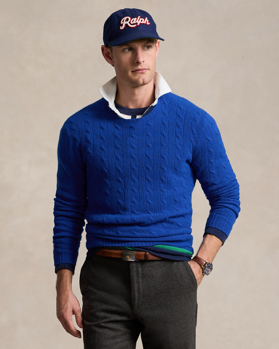 Men’s Fall Winter Warm Chunky Knit Sweater Cable Knit Pullover Classic Casual Knitwear