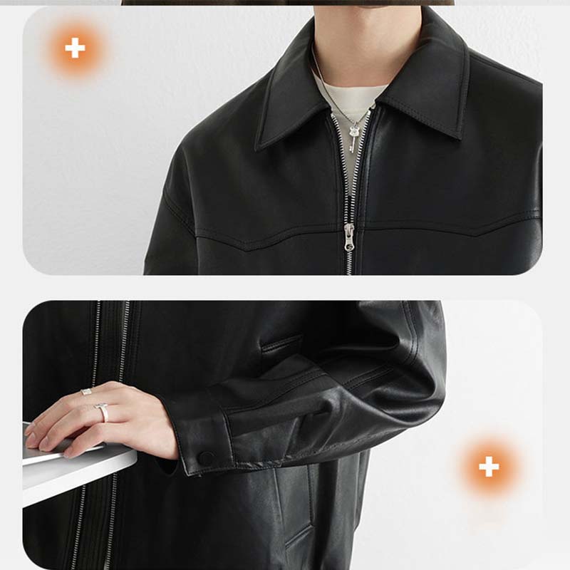 Men’s Autumn Lapel Motorcycle PU Leather Jacket – Stylish, Versatile, and Effortlessly Cool