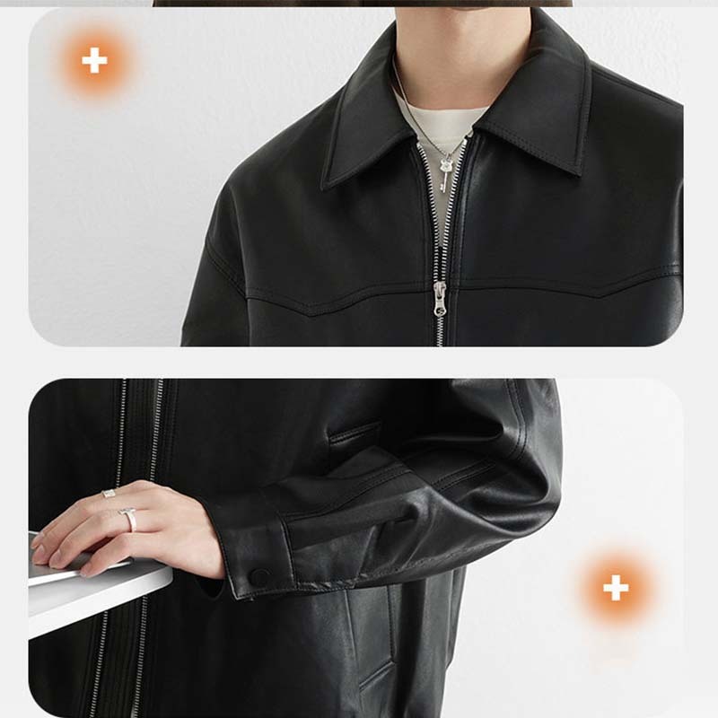 Men’s Autumn Lapel Motorcycle PU Leather Jacket – Stylish, Versatile, and Effortlessly Cool