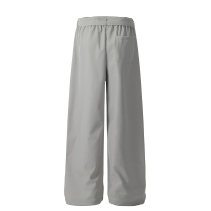 Men’s Vintage Wide-Leg Dress Pants – Unisex Smooth Drape Trousers with Curved “Scimitar” Cut, Loose Retro Streetwear Style