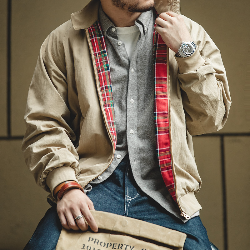 Men's Harrington Style Jacket, Classic American Workwear Jacket, Cotton Blend Windbreaker, Casual Workwear Fall Winter Coat