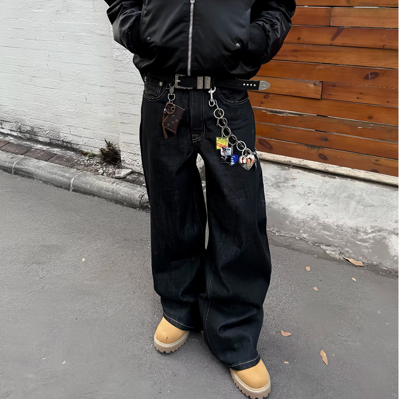 Men's Wide-leg Jeans, Classic Straight-leg Bootcut Jeans, Vintage Casual A-line Jeans