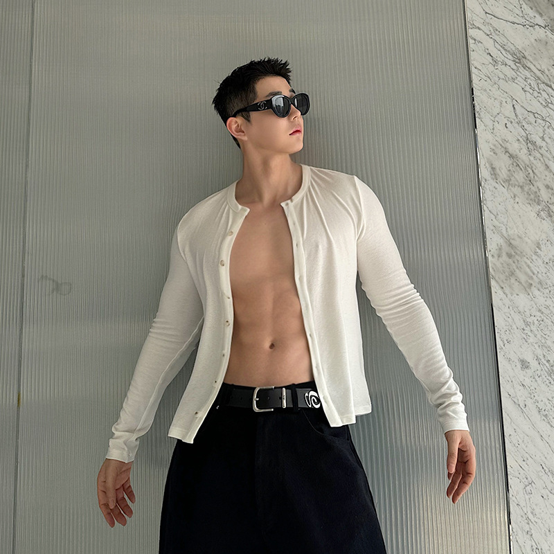 Men's Slim Fit Multi-Button Cardigan, Cotton Milk Protein Fiber Sweater, Soft And Smooth, Business Casual And Versatile Layering Item