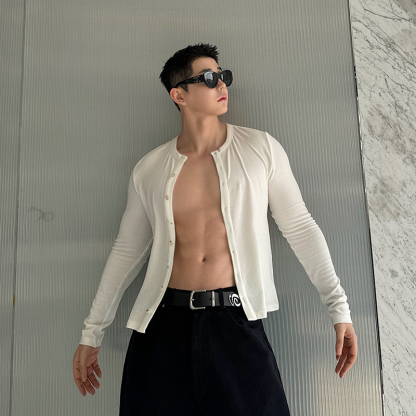 Men's Slim Fit Multi-Button Cardigan, Cotton Milk Protein Fiber Sweater, Soft And Smooth, Business Casual And Versatile Layering Item