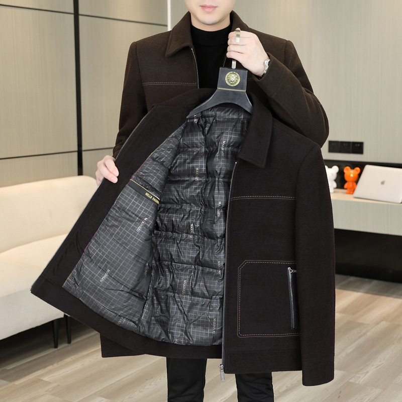 Men's Winter Workwear Jacket, Trucker Jacket Windproof Softshell with Anti-Pilling Finish, Business Casual Padded Lined Coat