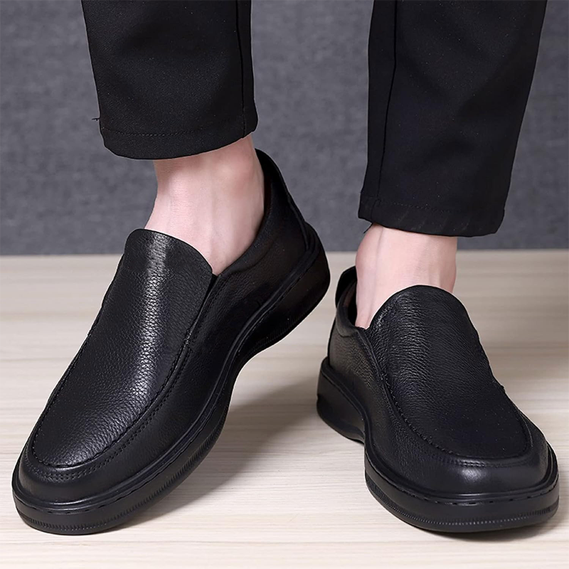 Men's Cowhide Leather Loafers, Breathable & Slip-Resistant Business Casual Loafers, Slip-On Leather Dress Shoes, Moccasin Driving Shoes, Comfort and Versatile for Driving & Travel