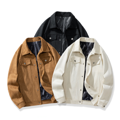 Men's Suede Bomber Jacket, Business Casual Notch Lapel Fall Jacket