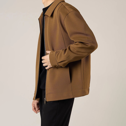 Men's Short Casual Jacket, Business Casual Zip Up Fall Jacket with Lapel Collar