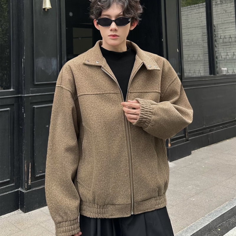 Men's Vintage Tweed Jacket, Relaxed Fit Notch Lapel Fall Outerwear