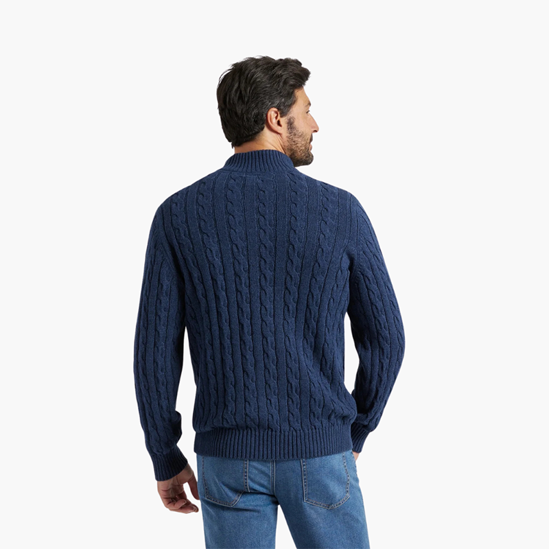 Men's Heavyweight Half Zip Mock Neck Sweater, Cotton Chunky Knit Zip Pullover