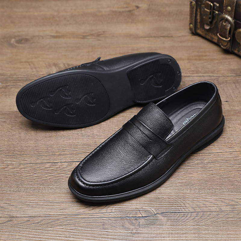 Men's Cowhide Leather Comfort Loafers, Soft Sole Breathable Slip-On Loafers, Driving Shoes, Business Casual Slip-On Dress Shoes