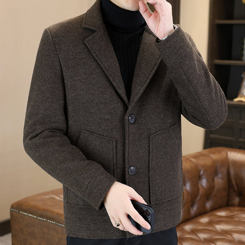 New Men's Short Down Blazer Jacket, Premium White Duck Down Coat with Notch Lapel, Business Casual and Dress Winter Coat