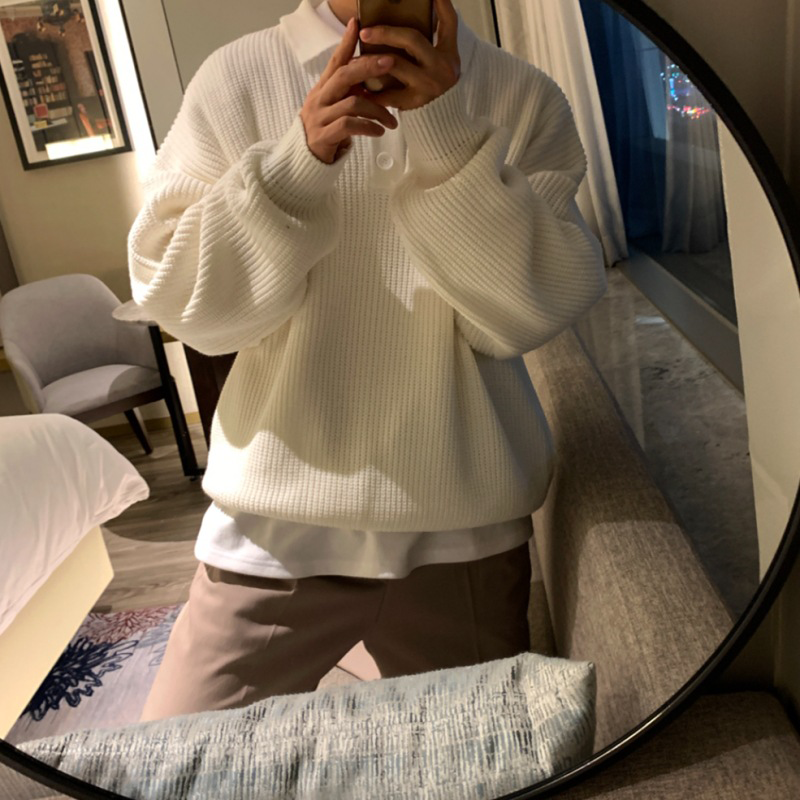 Winter Men's Polo Neck Knit Sweater, Ultra-Soft Polo Sweater, Business Casual Knit, Spandex Stretch Comfort Pullover