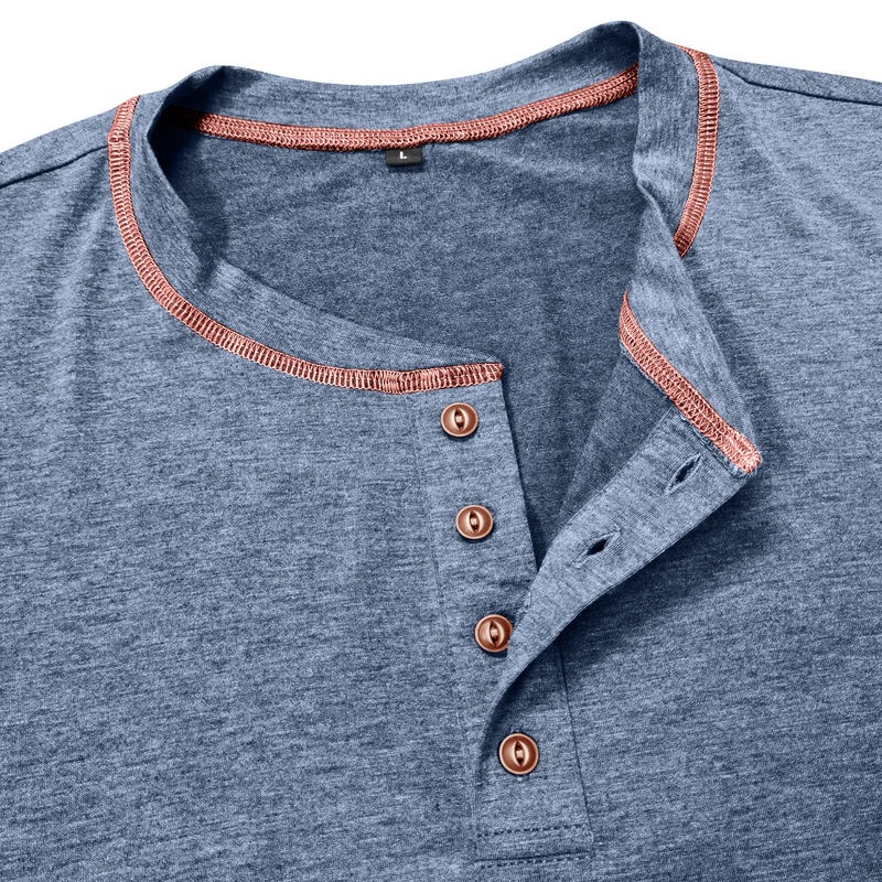 Vintage American Style Classic 4-Button Long Sleeve Henley Shirt Sustainable Long Henley Oversized American Vintage Top