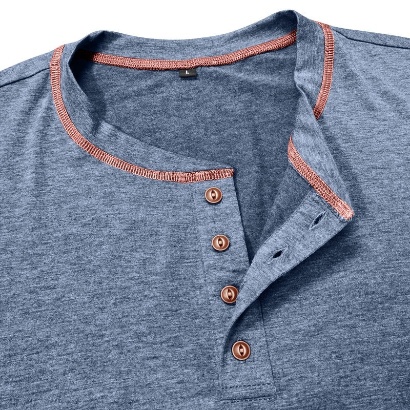 Vintage American Style Classic 4-Button Long Sleeve Henley Shirt Sustainable Long Henley Oversized American Vintage Top