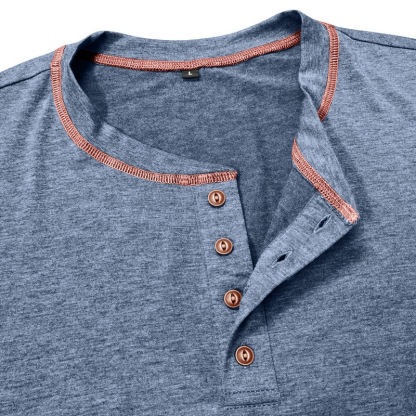 Vintage American Style Classic 4-Button Long Sleeve Henley Shirt Sustainable Long Henley Oversized American Vintage Top