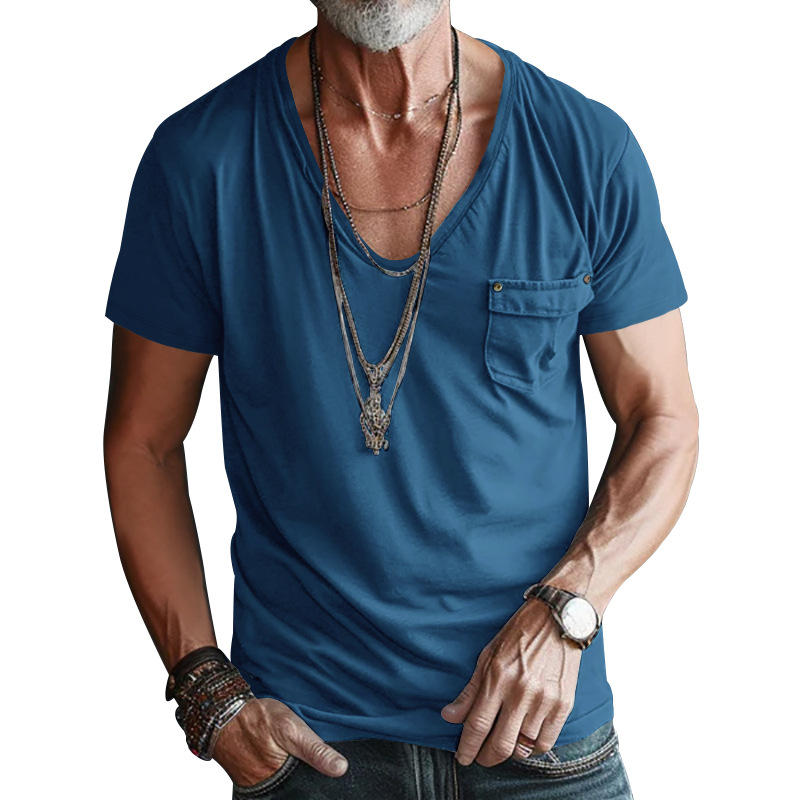 Performance V-Neck Utility Pocket Tee Men's Casual Shirt (Ready Streetwear Essential)