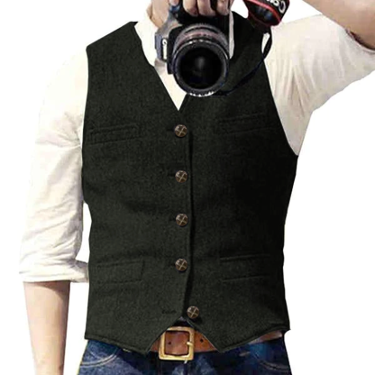 Men’s Herringbone V-Neck Suit Vest