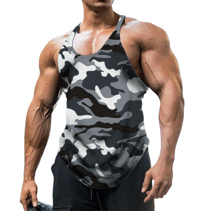 Men's Fashionable U-Neck Sleeveless Camouflage Vest - Perfect For Outdoor Activities, Fitness, & Casual Wear