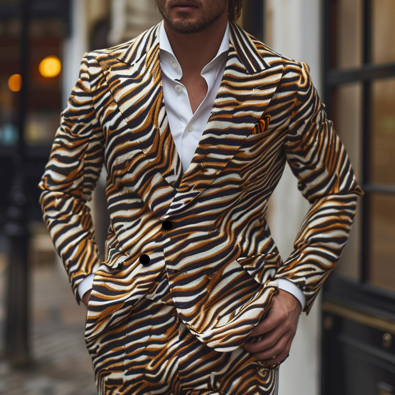 Men's Animal Print Fit Suit Set