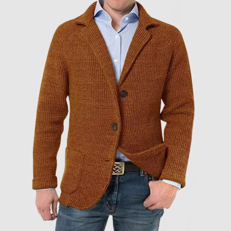 Men's Stand Collar Knit Blazer Jacket
