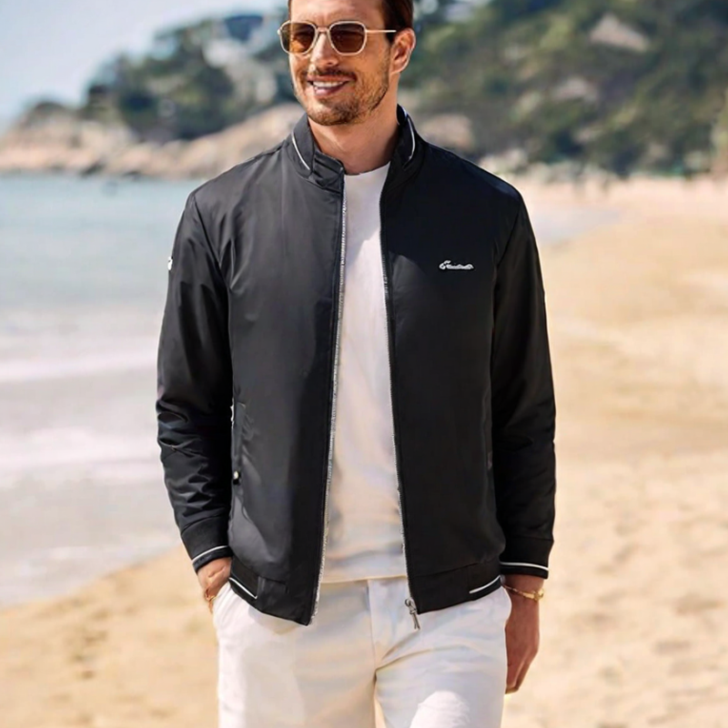 Men's Stand Collar Windproof Lightweight Jacket - Outdoor Casual Coat,Water-Resistant Travel Windbreaker