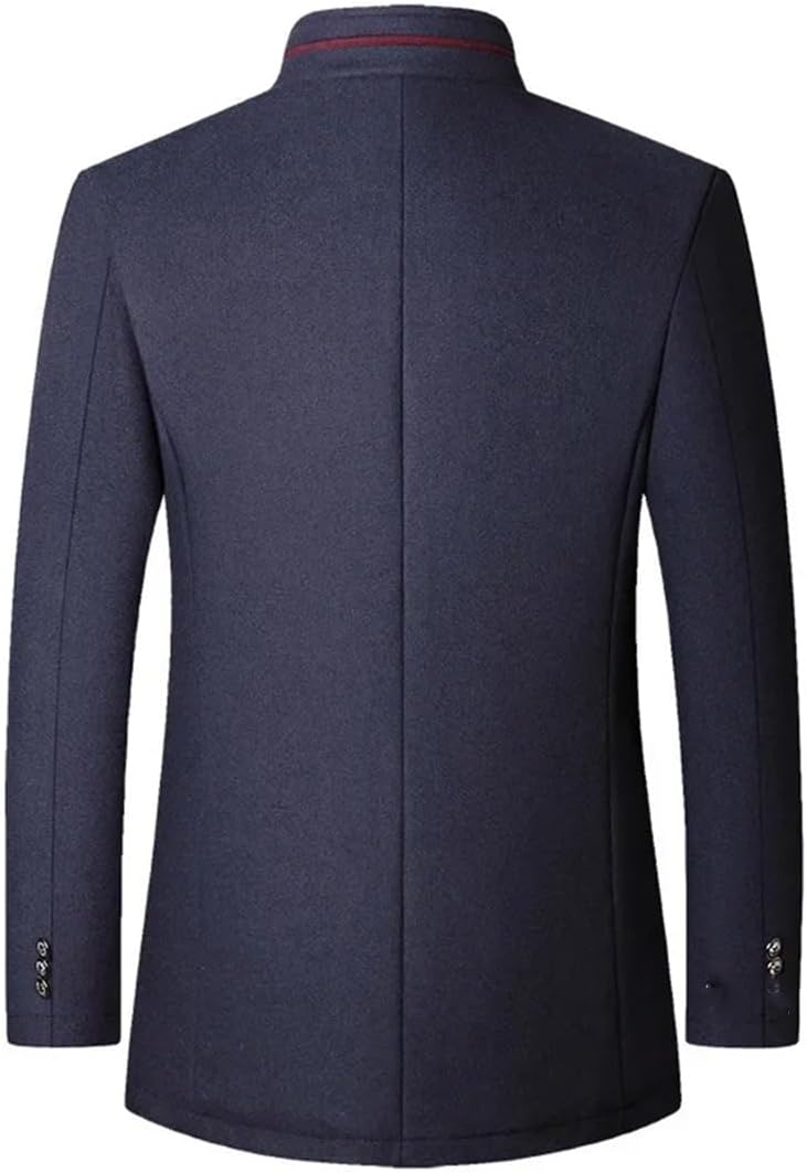 Men's Wool Jacket Windbreaker Stand Collar Business Casual Suit Coat Jacket
