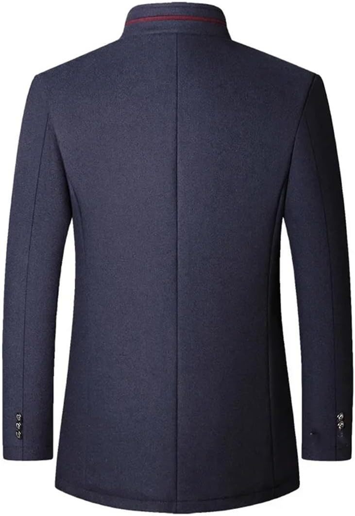 Men's Wool Jacket Windbreaker Stand Collar Business Casual Suit Coat Jacket