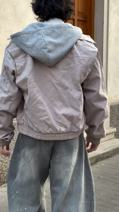 Vintage Washed Canvas Short Jacket | Unisex Street Style Layered Look Jacket for Spring & Fall