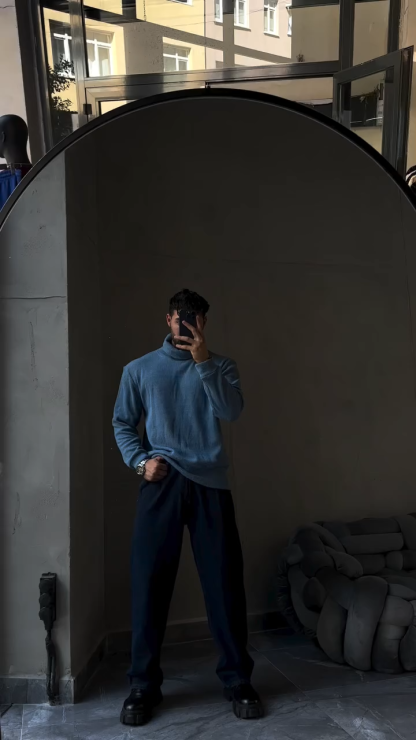 Men's Autumn/Winter Thickened Turtleneck Sweater – Warm Knit Base Layer, Foldable Collar, Machine Washable