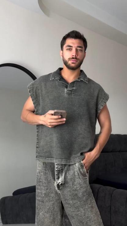 Men's Distressed Loose Casual Solid Color Sleeveless Vest