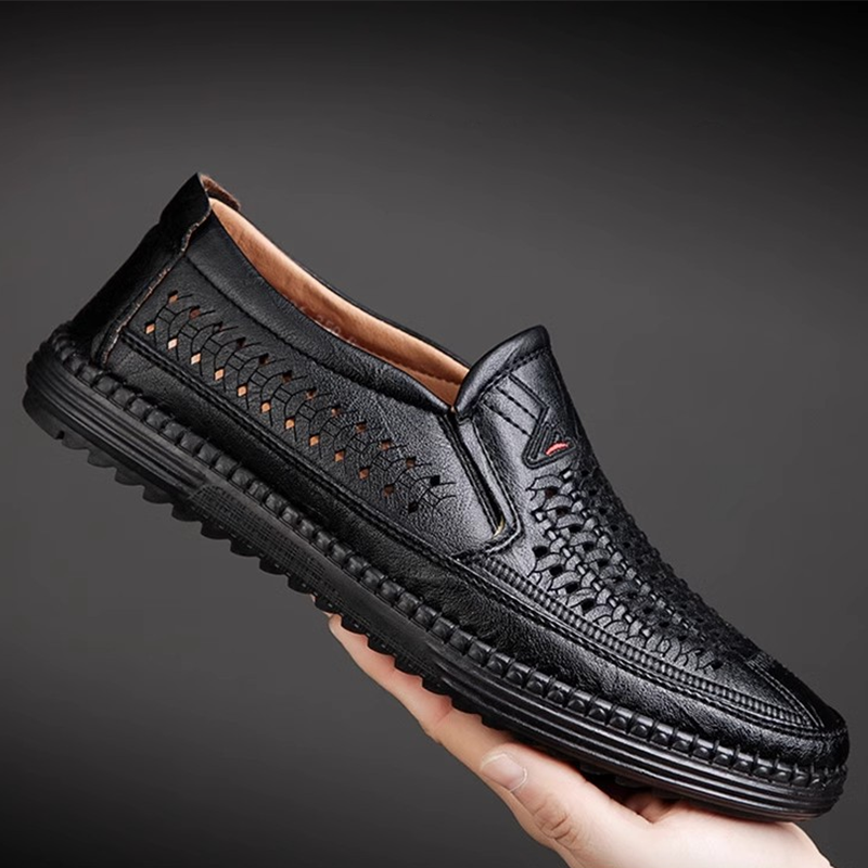 Men's Perforated Genuine Leather Casual Sandals