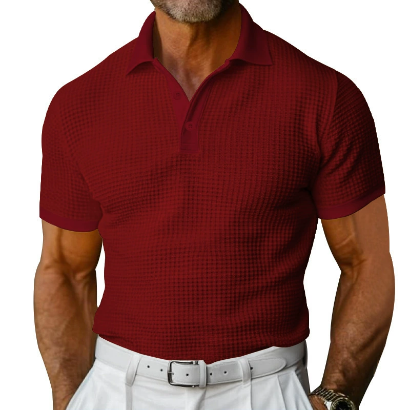 Men's Spring Fashion Classic Retro Textured Fabric Golf Polo Shirt