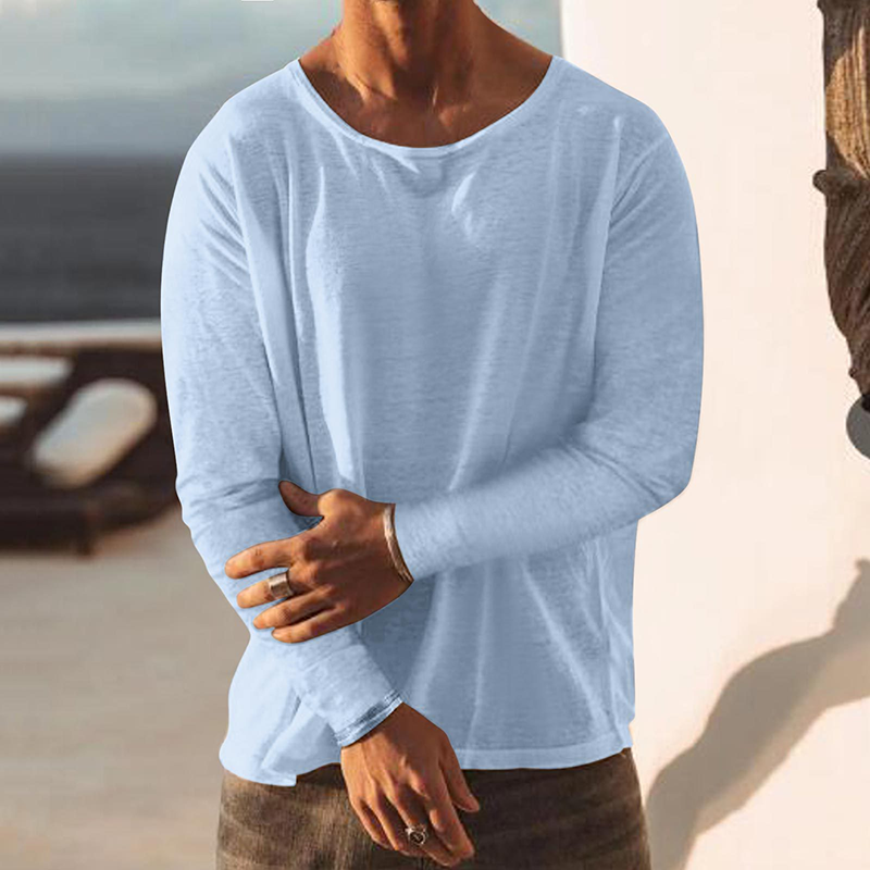 Men's Casual Solid Color Loose Round Neck Short Sleeve T-Shirt