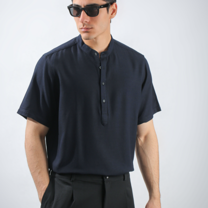 Premium French Collar Men's Linen Short Sleeve Shirt