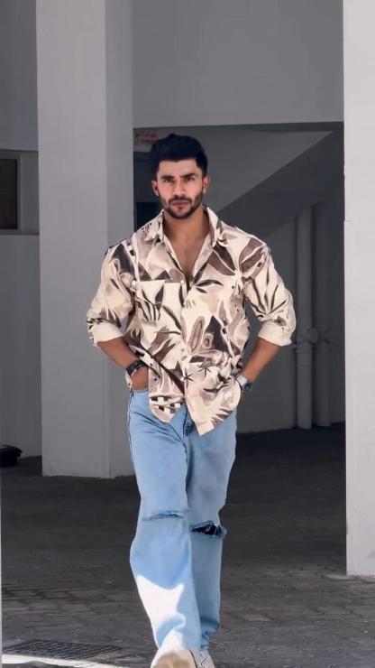 Men's Summer Casual Resort Style Printed Long Sleeve Shirt