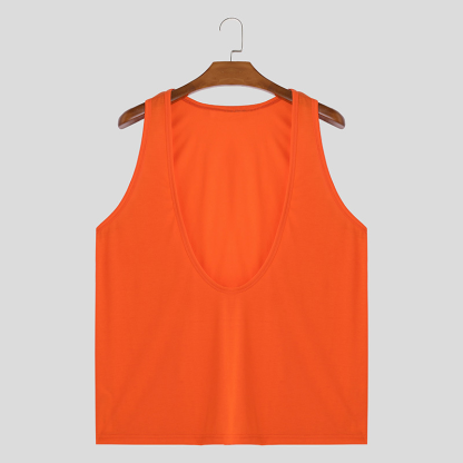 Mens Solid U-Neck Casual Sleeveless Vest, Comfort, Breathable Fabric for Daily Wear & Active Lifestyles, Ideal for Summer