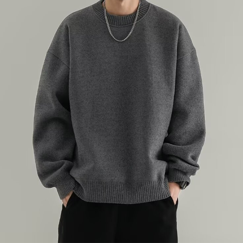 Men's Autumn and Winter Pullover Crew Neck Sweater, Classic Ribbed Men's Casual Sweater, Soft & Comfortable, Men's Knitted Pullover