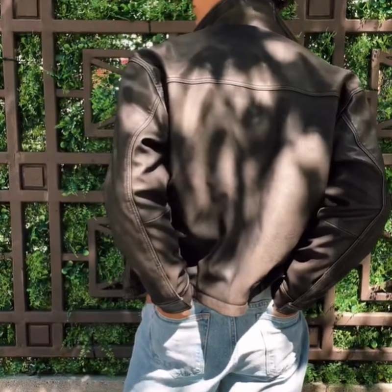 Rebellious Short Leather Jacket For Men, Spring Loose-Fit Turn-Down Collar Moto Style, Trendy Niche Leather Coat, Versatile Fashion Jacket For Everyday Wear