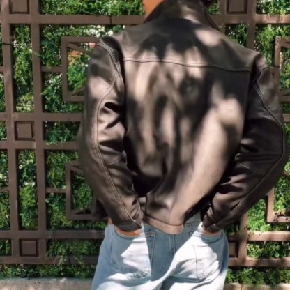 Rebellious Short Leather Jacket For Men, Spring Loose-Fit Turn-Down Collar Moto Style, Trendy Niche Leather Coat, Versatile Fashion Jacket For Everyday Wear