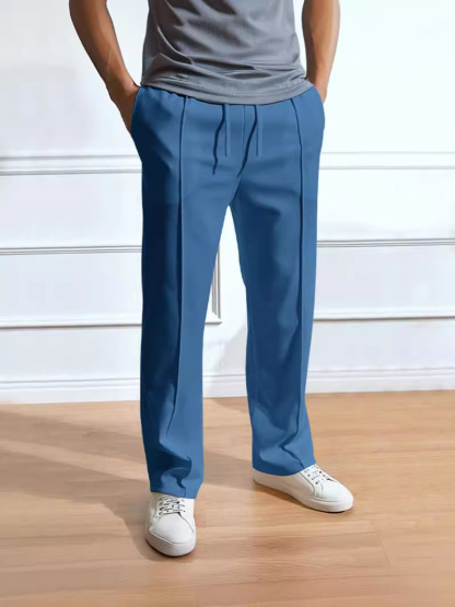 Men's High-Waisted Solid Color Casual Sweatpants with Adjustable Drawstring – Perfect for Sports & Everyday Comfort