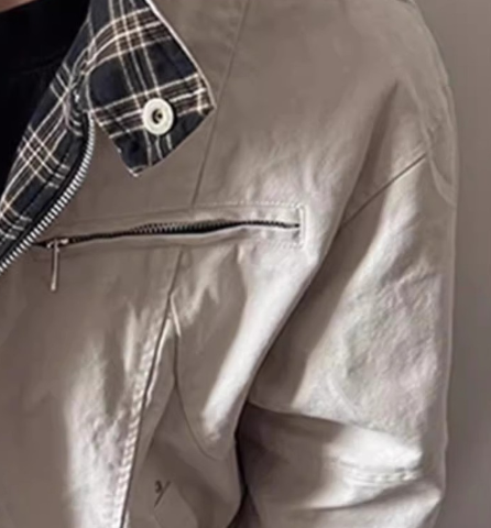 Men's Heavyweight Washed Canvas Stand Collar Denim Jacket, Spring & Fall Harrington Workwear Bomber Coat, Streetwear-Inspired Utility Jacket