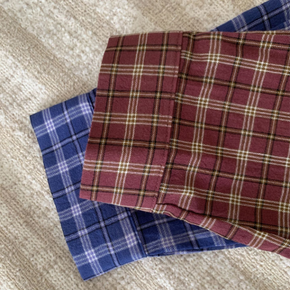 Men's Vintage Cotton Red & Blue Checked Shirt, Unisex Oversized Fit, Couples Outfit, Valentine's Day Gift