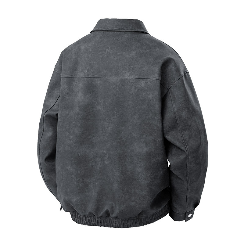 Men's Retro American Style PU Leather Jacket – Trendy Casual Flight Bomber Jacket for Spring & Fall, Stylish Short Biker Jacket