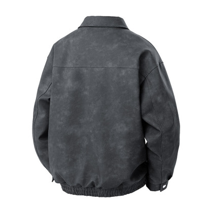 Men's Retro American Style PU Leather Jacket – Trendy Casual Flight Bomber Jacket for Spring & Fall, Stylish Short Biker Jacket