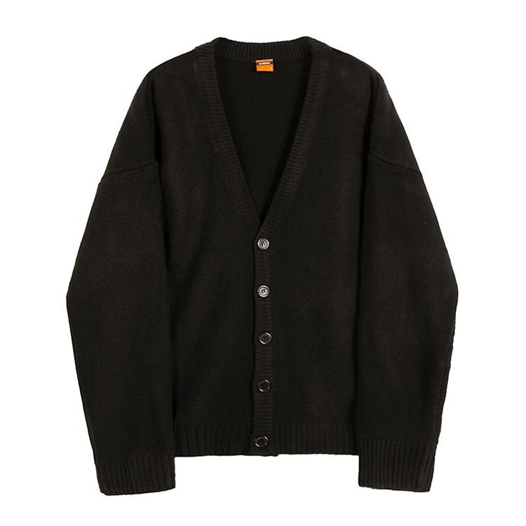 Men's Autumn/Winter Korean Style Loose Knit Cardigan – V-neck Single Button Sweater, Casual INS Trendy, Solid Color, Perfect for Layering