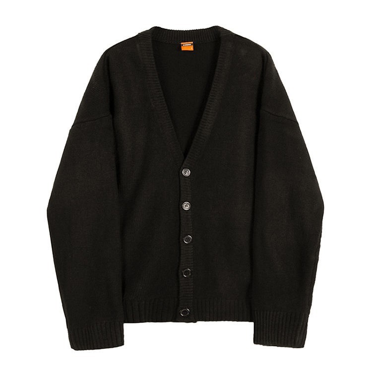 Men's Autumn/Winter Korean Style Loose Knit Cardigan – V-neck Single Button Sweater, Casual INS Trendy, Solid Color, Perfect for Layering