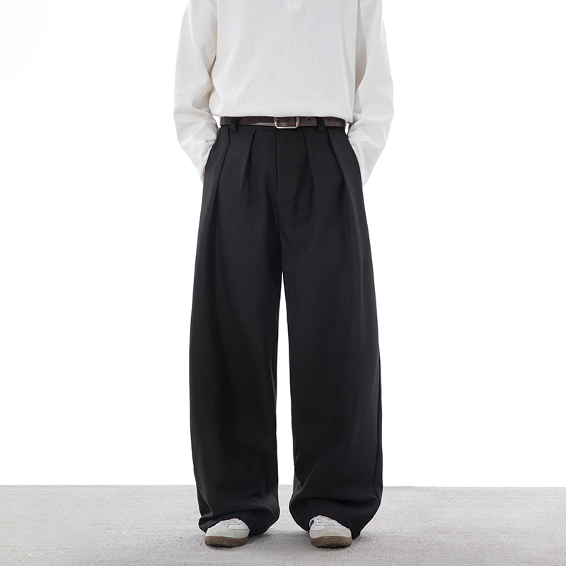 2025 Autumn New Men's Retro Casual Pants, Loose Straight Casual Pants, Smooth Drape Suit Trousers, All-match For Daily and Business Wear 