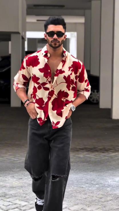 Ice Silk Suit Men's Quick-Drying Summer Short-Sleeved Shirt Loose Large Size Pattern